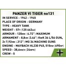 COBI 2588 II WW Panzer VI Tiger no 131, 1:28, 1275 k