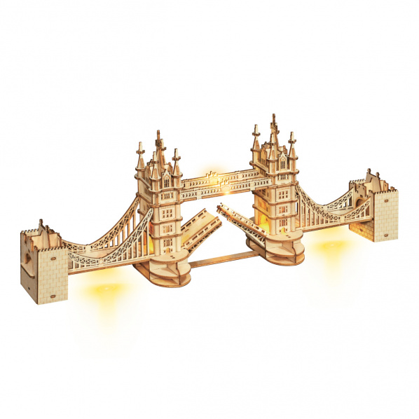 RoboTime 3D dřevěná mechanická skládačka Tower Bridge svítící