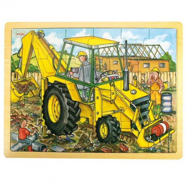 Bigjigs Toys Dřevěné puzzle bagr 24 dílků Bigjigs Toys Dřevěné puzzle bagr 24 dílků