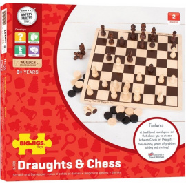 Bigjigs Toys – Drevené šachy a dáma