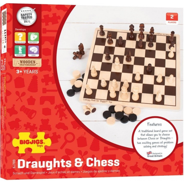 Bigjigs Toys – Drevené šachy a dáma Bigjigs Toys – Drevené šachy a dáma