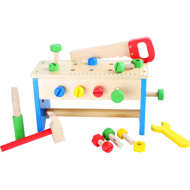 small foot Dřevěný pracovní stůl a box s nářadím 2v1