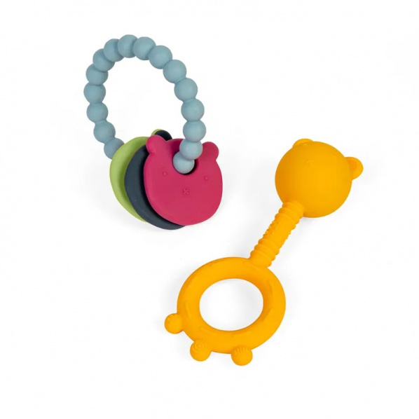 Bigjigs Toys Chrastítko a kousátko 2 v 1 a kousací kroužek Medvídek Bigjigs Toys Chrastítko a kousátko 2 v 1 a kousací kroužek Medvídek