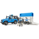 Bruder 2588 Policajný Land Rover s prepravníkom, koňom a figúrkou