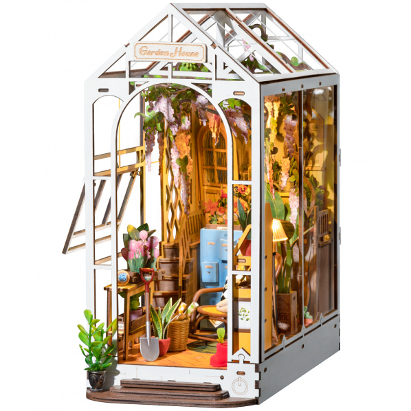 RoboTime 3D skládačka Zarážka na knihy Miniatura domečku Skleník
