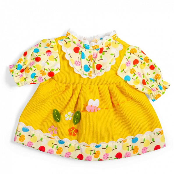 Bigjigs Toys Žluté šaty s jablíčky a kytičkami pro panenku 28 cm Bigjigs Toys Žluté šaty s jablíčky a kytičkami pro panenku 28 cm