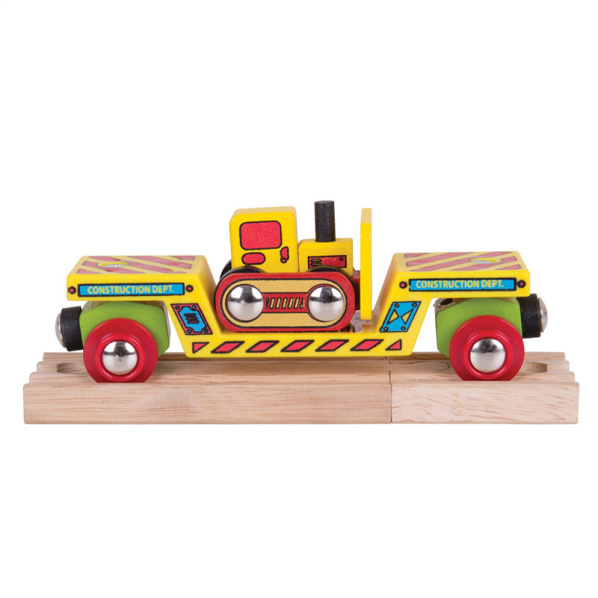 Bigjigs Rail Vagon s buldozérom + 2 koľaje Bigjigs Rail Vagon s buldozérom + 2 koľaje
