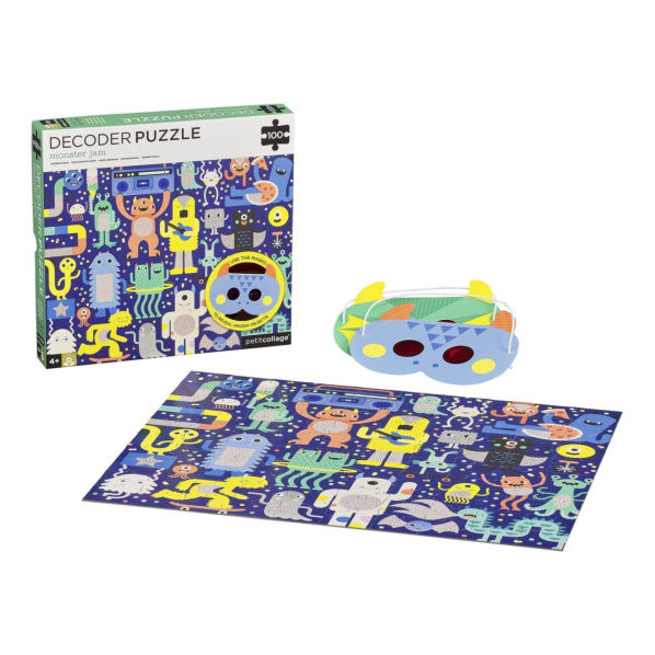 Petit Collage Puzzle příšerky 100 ks s 3D brýlemi Petit Collage Puzzle příšerky 100 ks s 3D brýlemi