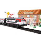 Pequetren PRÍMESTSKÝ VLAK RENFE so stanicou a čiapkou výpravcu