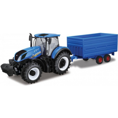 Bburago 1:32 Farm Traktor New Holland s vlečkou na seno
