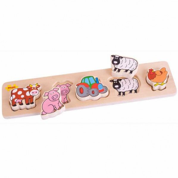 Bigjigs Baby Dřevěné vkládací puzzle farma Bigjigs Baby Dřevěné vkládací puzzle farma