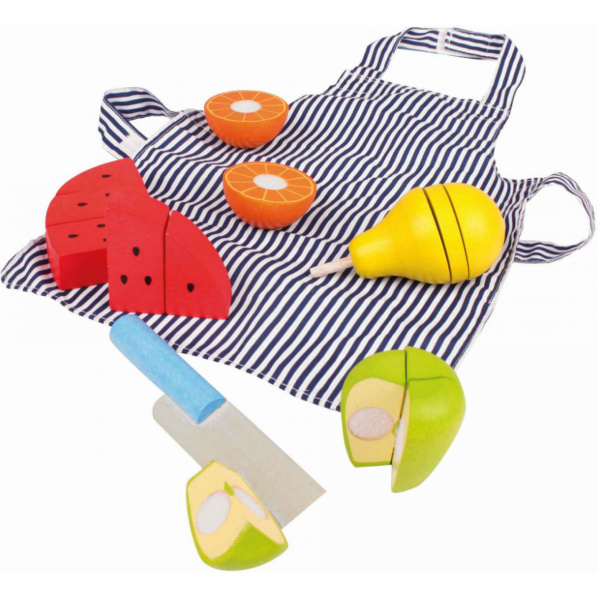 Bigjigs Toys – Drevené krájacie ovocie s látkovou zásterou Bigjigs Toys – Drevené krájacie ovocie s látkovou zásterou