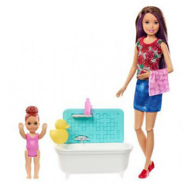 Barbie Opatrovateľka herný set v kúpeľni – hnedovláska