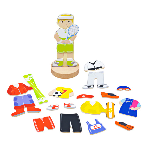 Bigjigs Toys Magnetické oblékací puzzle sportovní aktivity Bigjigs Toys Magnetické oblékací puzzle sportovní aktivity