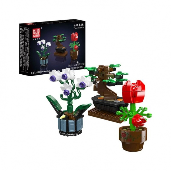 Mould King 24115 Mini kvety v črepníku – Orchidea, Bonsaj, Kvet energie