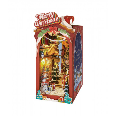 RoboTime 3D skládačka Zarážka na knihy Miniatura domečku Vánoční ulička